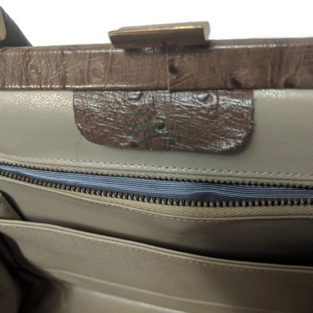 Vintage tan "ostrich" handbag - Picture 5 of 6